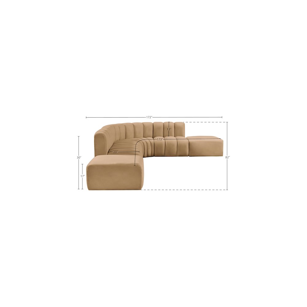 Arc Camel Velvet Modular Sofa. Picture 13