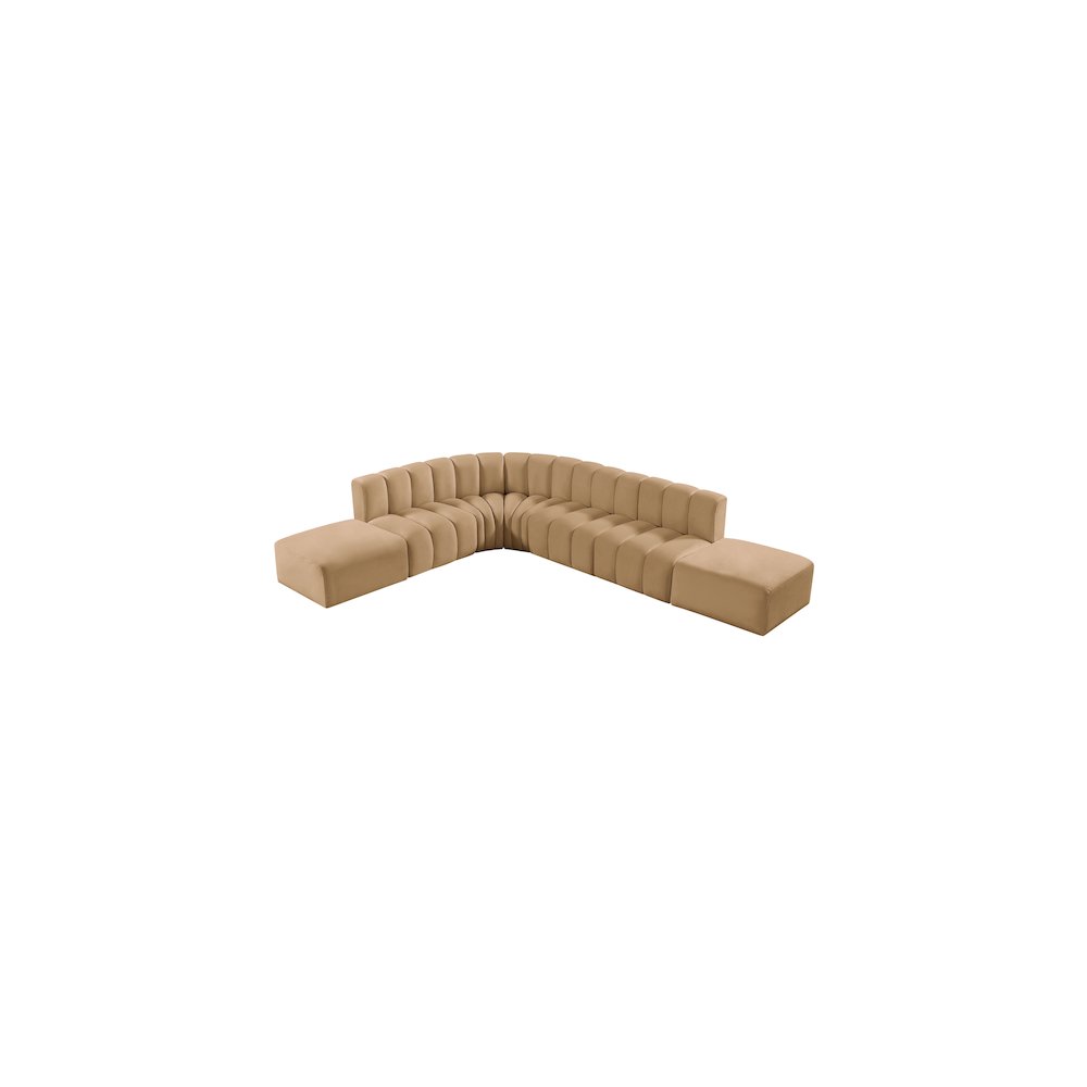Arc Camel Velvet Modular Sofa. Picture 4