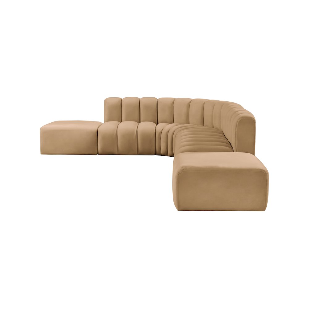 Arc Camel Velvet Modular Sofa. Picture 6