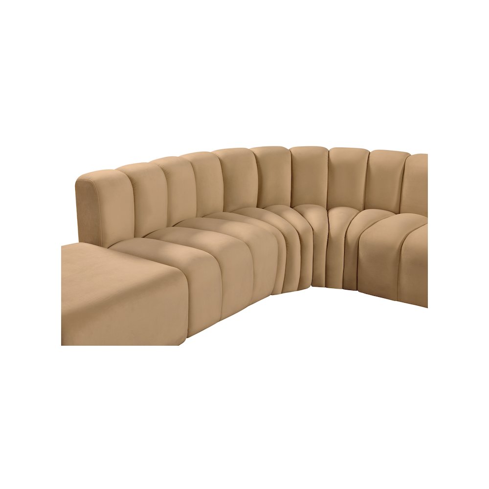 Arc Camel Velvet Modular Sofa. Picture 7