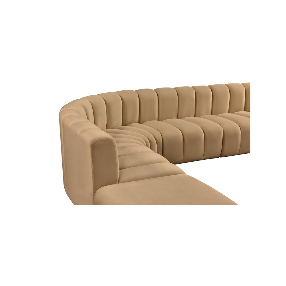 Arc Camel Velvet Modular Sofa. Picture 8