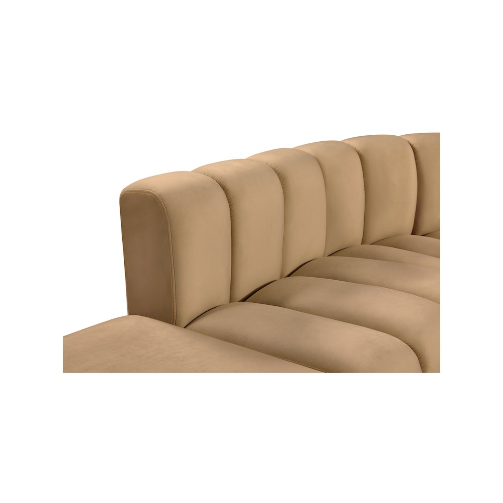 Arc Camel Velvet Modular Sofa. Picture 9
