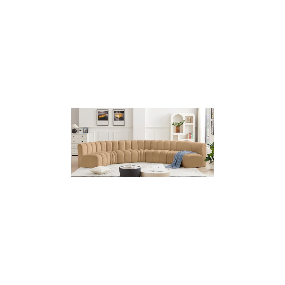 Arc Camel Velvet Modular Sofa. Picture 2