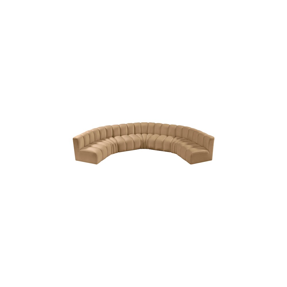 Arc Camel Velvet Modular Sofa. Picture 4