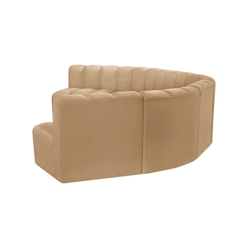 Arc Camel Velvet Modular Sofa. Picture 7
