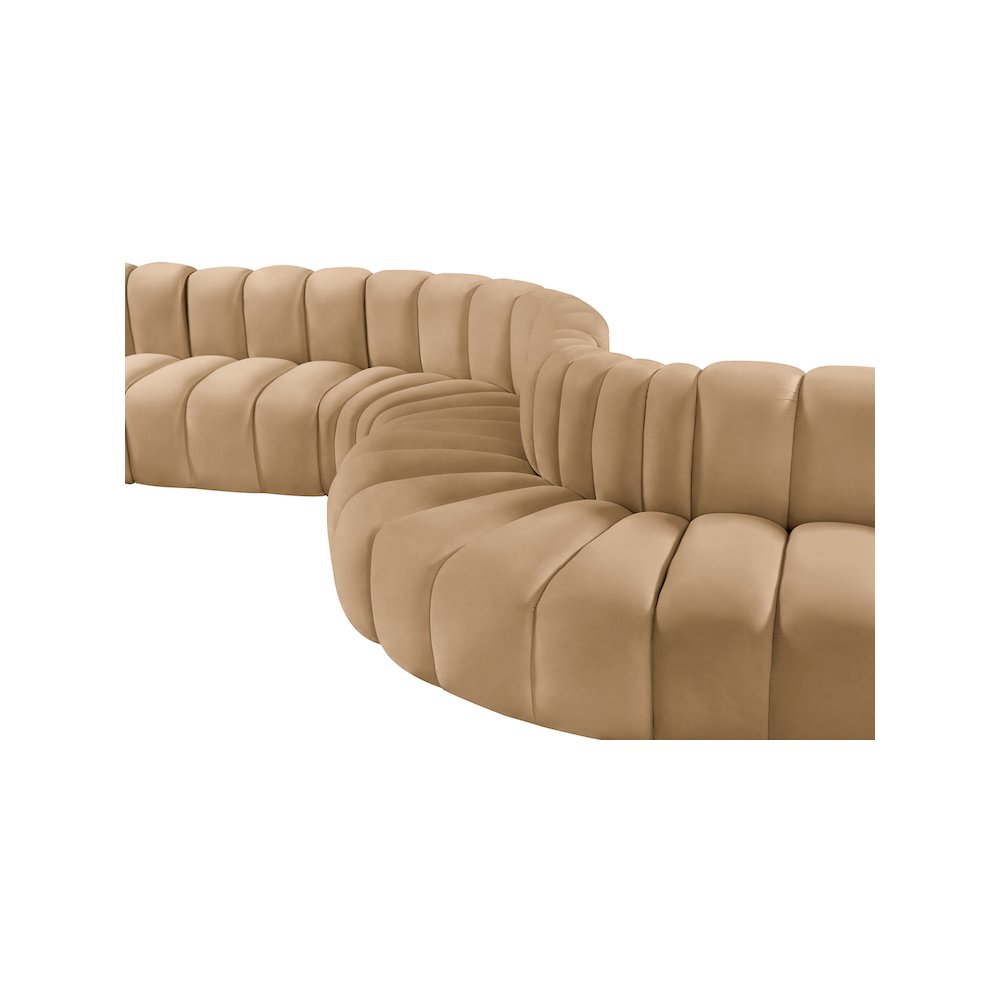 Arc Camel Velvet Modular Sofa. Picture 14