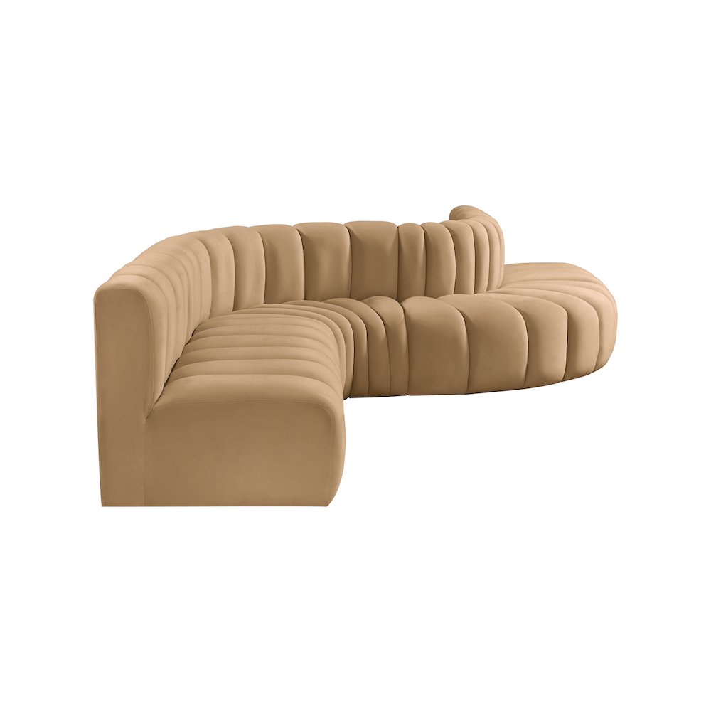 Arc Camel Velvet Modular Sofa. Picture 5