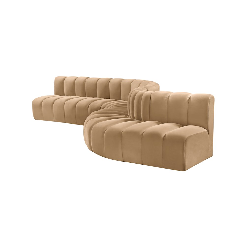 Arc Camel Velvet Modular Sofa. Picture 6