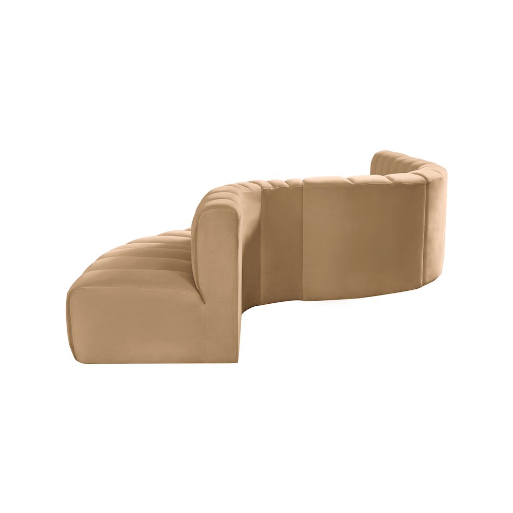 Arc Camel Velvet Modular Sofa. Picture 8