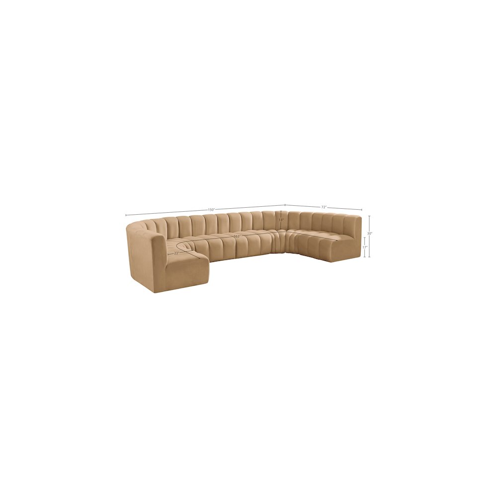 Arc Camel Velvet Modular Sofa. Picture 15