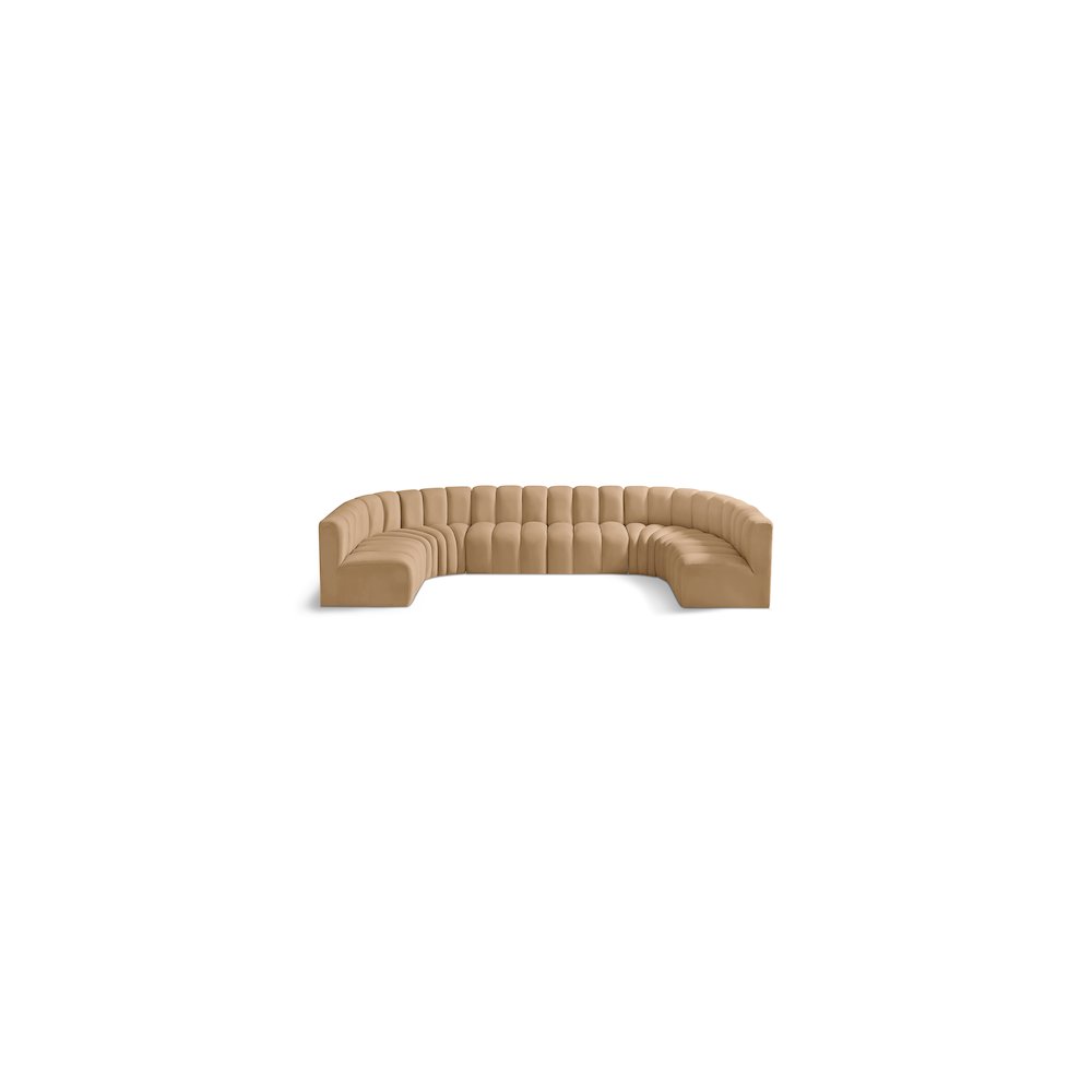 Arc Camel Velvet Modular Sofa. Picture 1