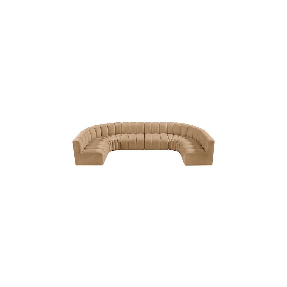 Arc Camel Velvet Modular Sofa. Picture 4