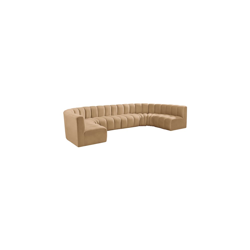 Arc Camel Velvet Modular Sofa. Picture 5