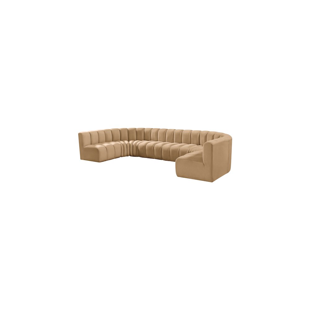 Arc Camel Velvet Modular Sofa. Picture 6