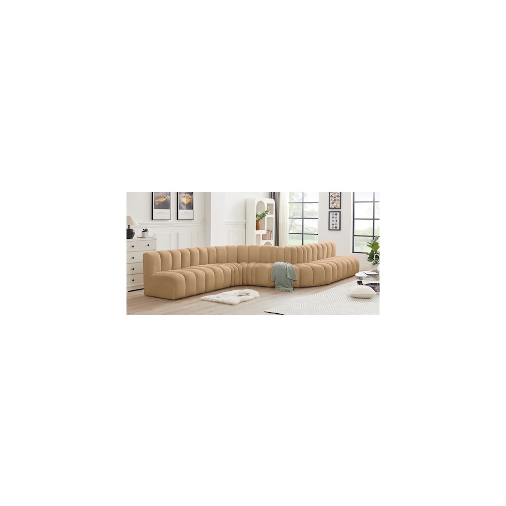 Arc Camel Velvet Modular Sofa. Picture 2