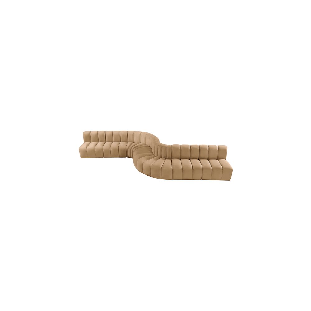 Arc Camel Velvet Modular Sofa. Picture 4