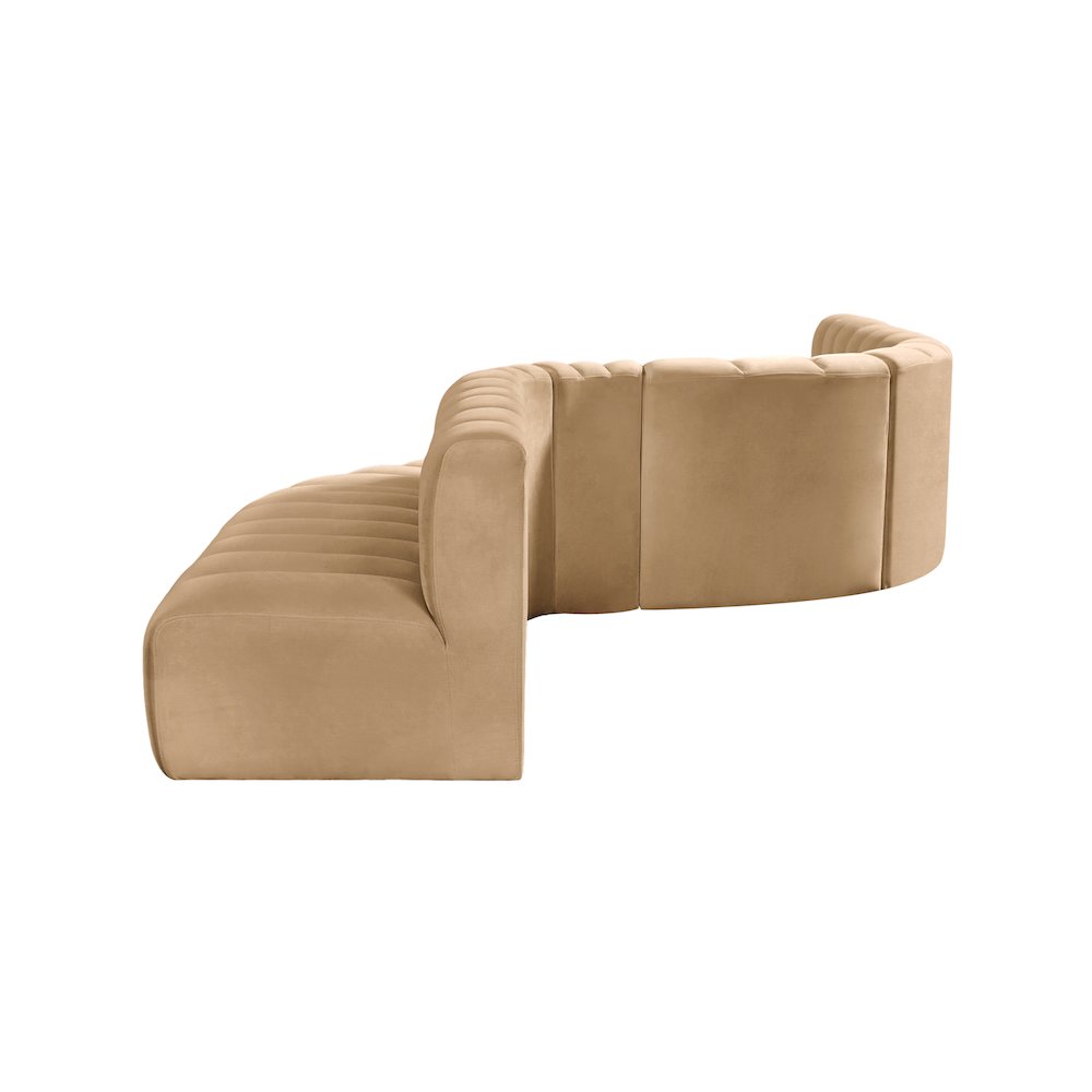 Arc Camel Velvet Modular Sofa. Picture 8