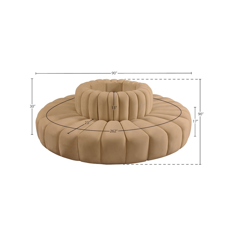 Arc Camel Velvet Modular Sofa. Picture 6