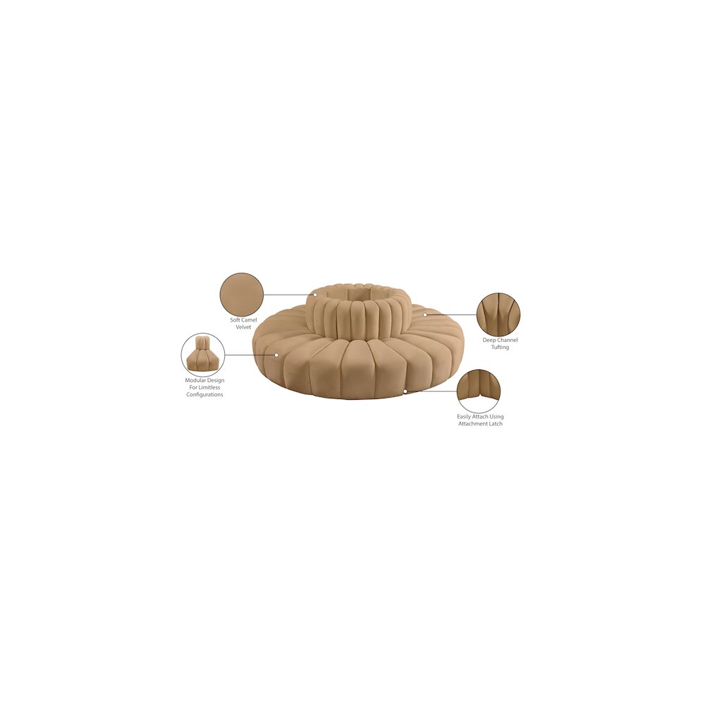 Arc Camel Velvet Modular Sofa. Picture 7