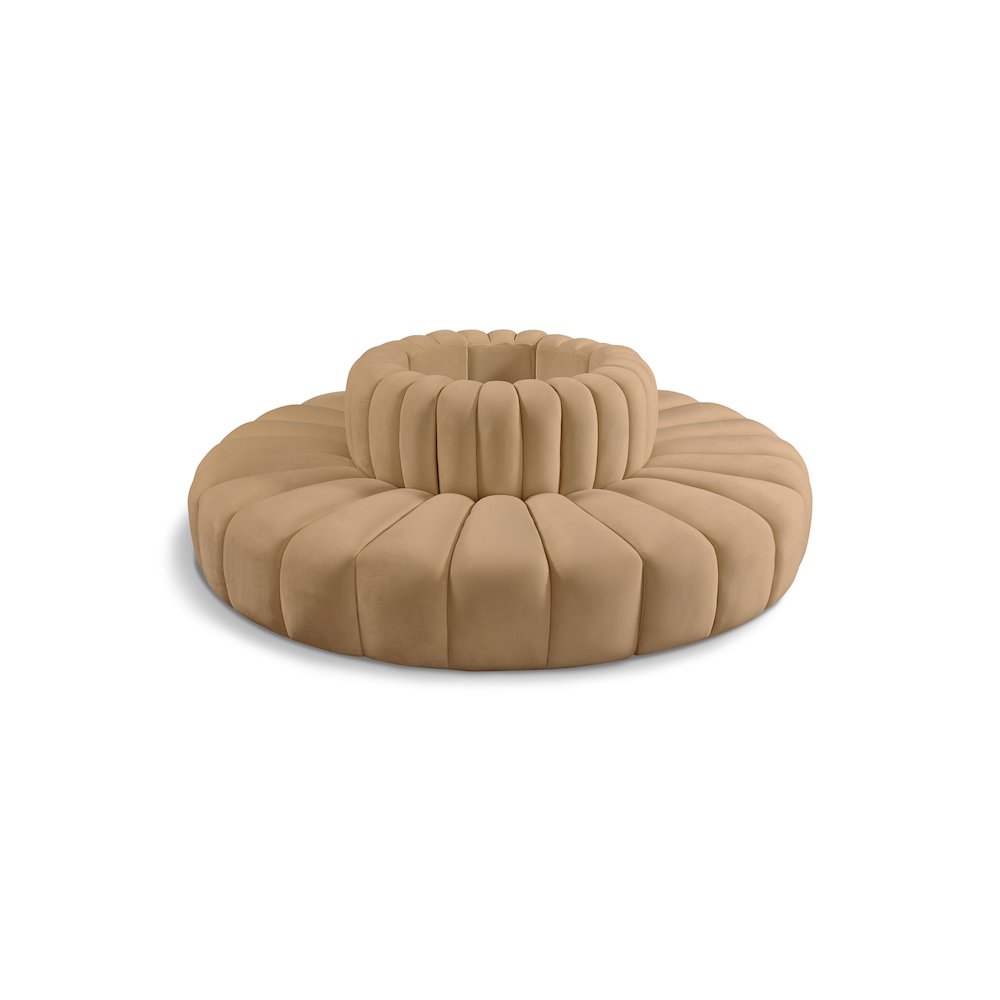 Arc Camel Velvet Modular Sofa. Picture 1