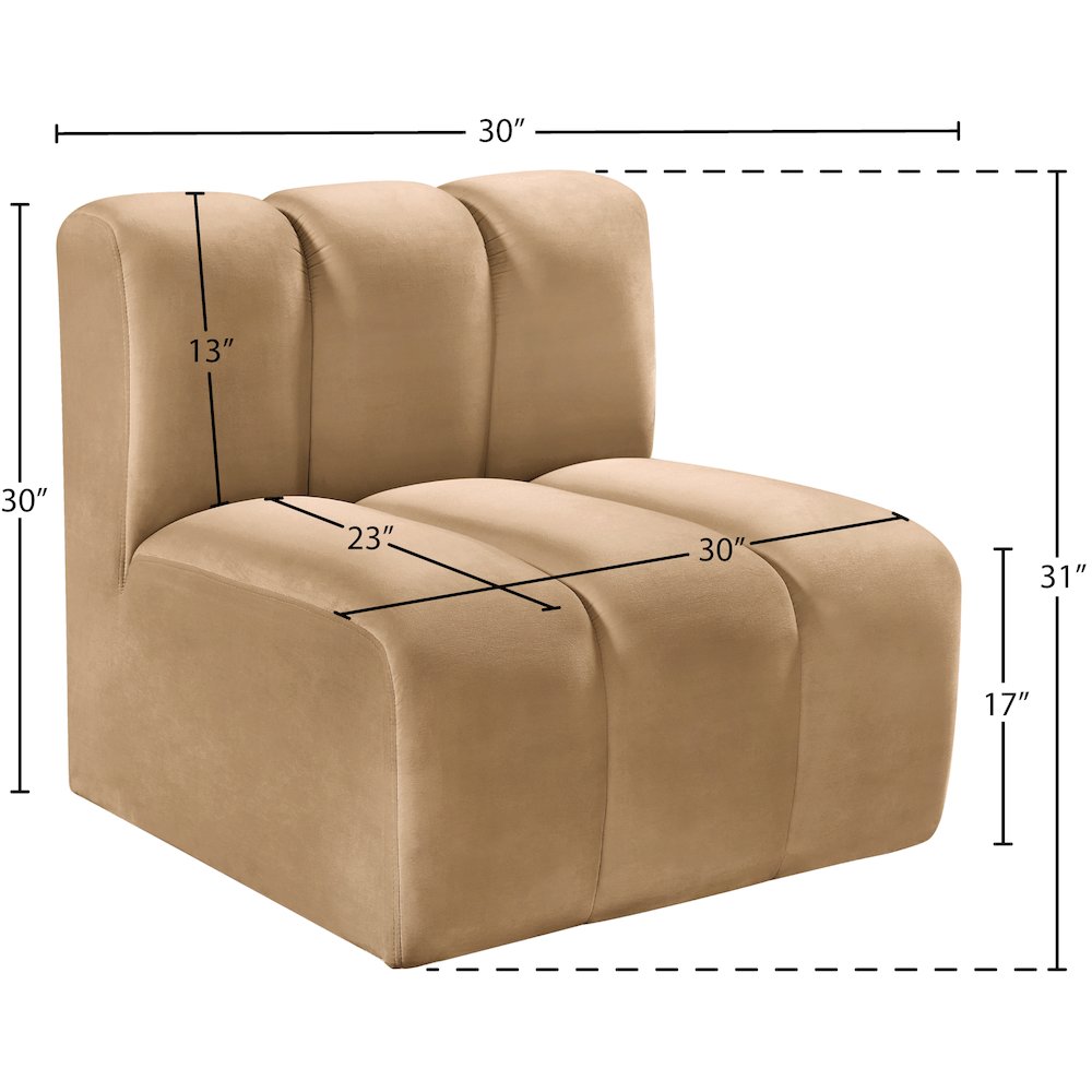 Arc Camel Velvet Straight Chair. Picture 7