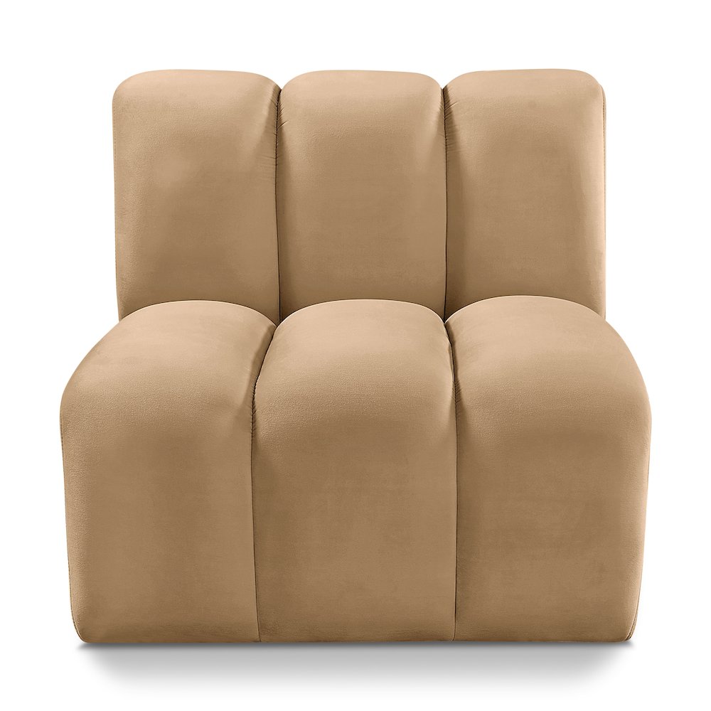 Arc Camel Velvet Straight Chair. Picture 1