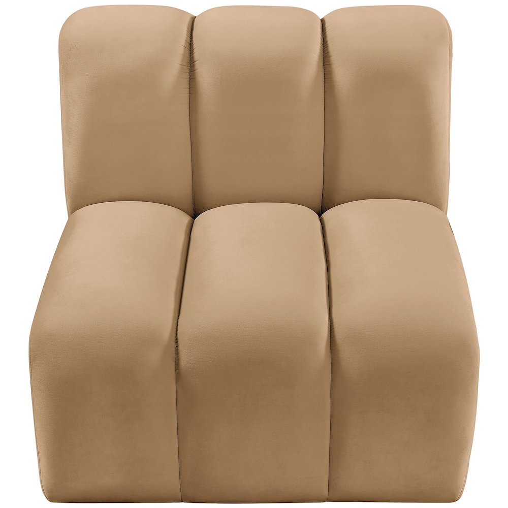 Arc Camel Velvet Straight Chair. Picture 4