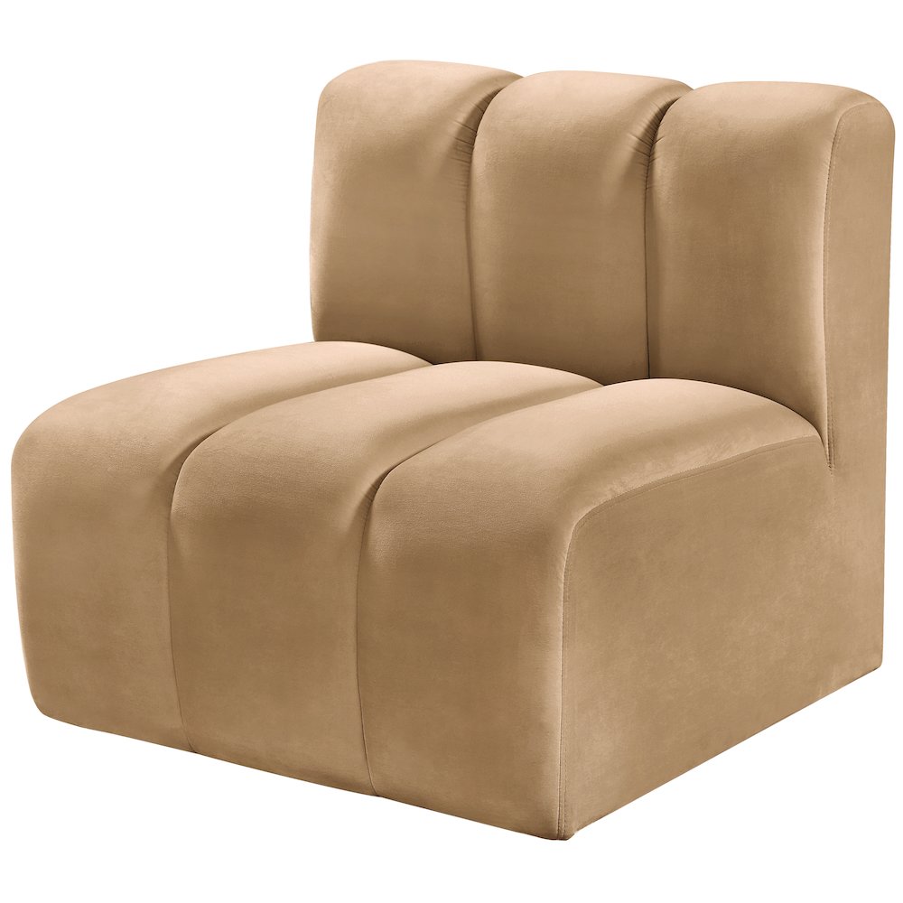 Arc Camel Velvet Straight Chair. Picture 6