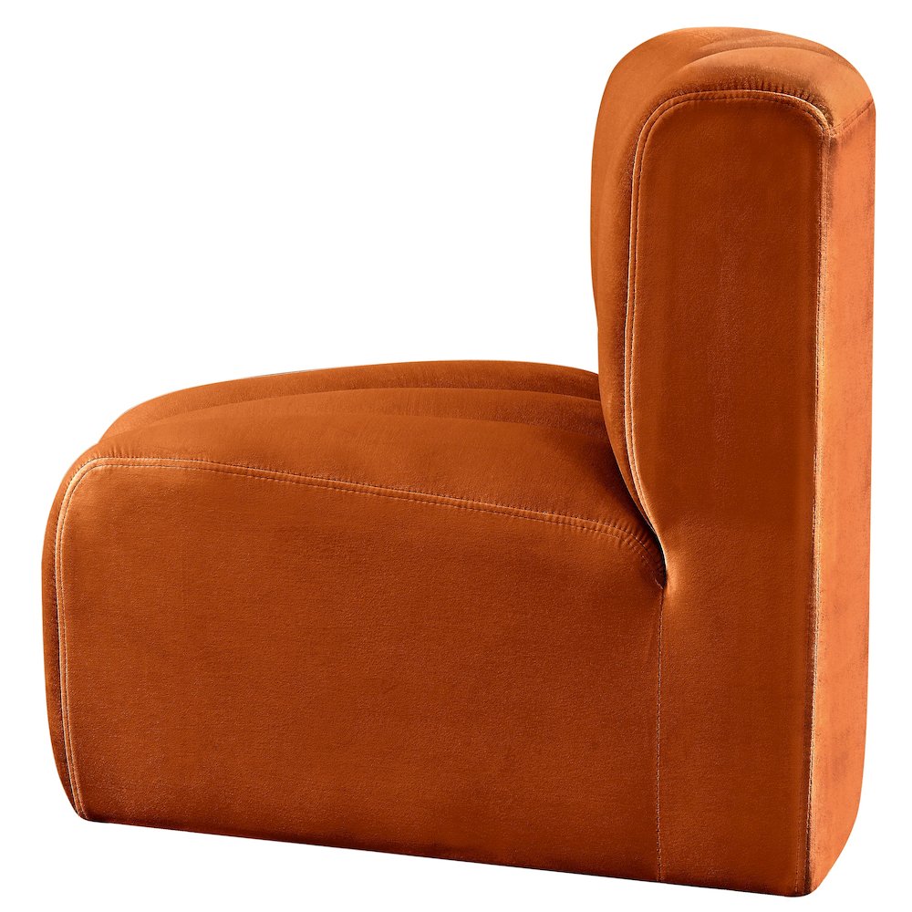Arc Cognac Velvet Curved Corner. Picture 7