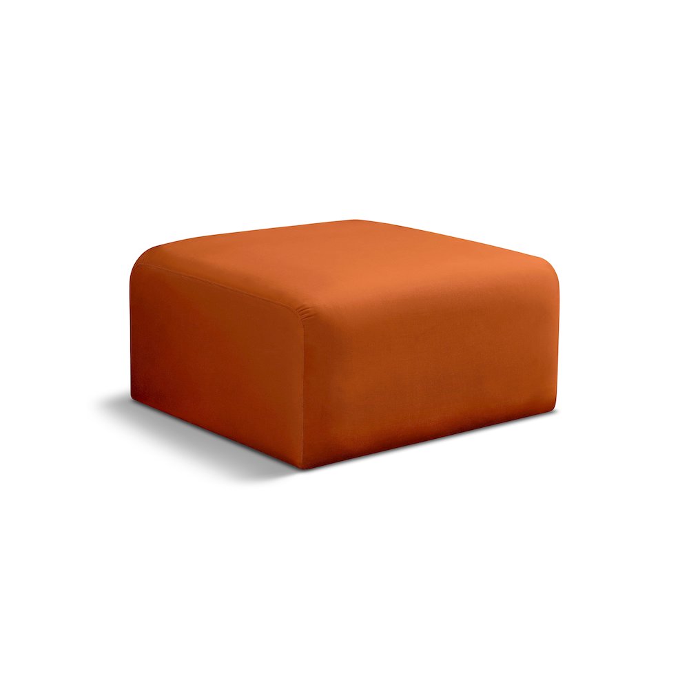 Arc Cognac Velvet Ottoman. Picture 1
