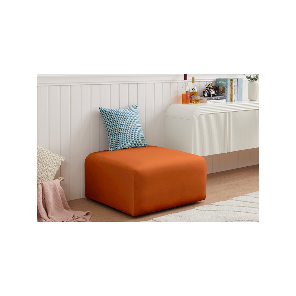 Arc Cognac Velvet Ottoman. Picture 2
