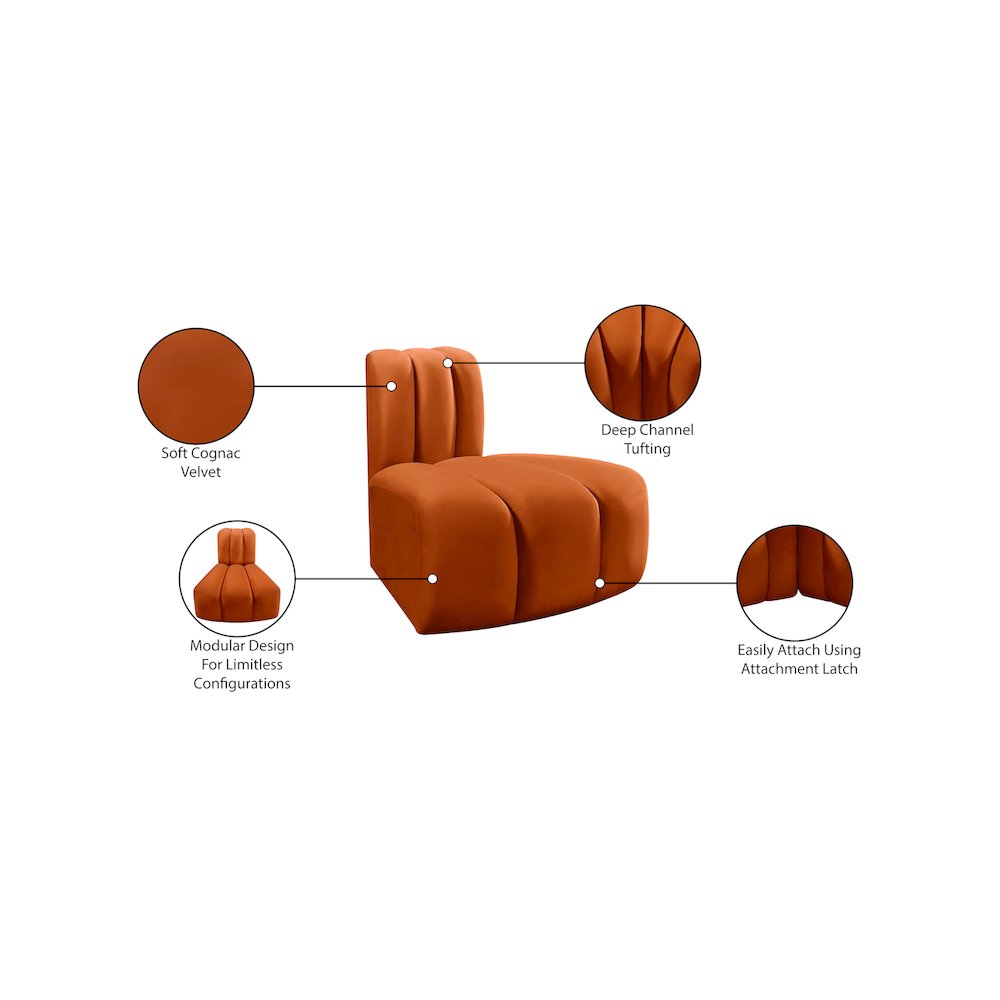Arc Cognac Velvet Reverse Corner. Picture 9