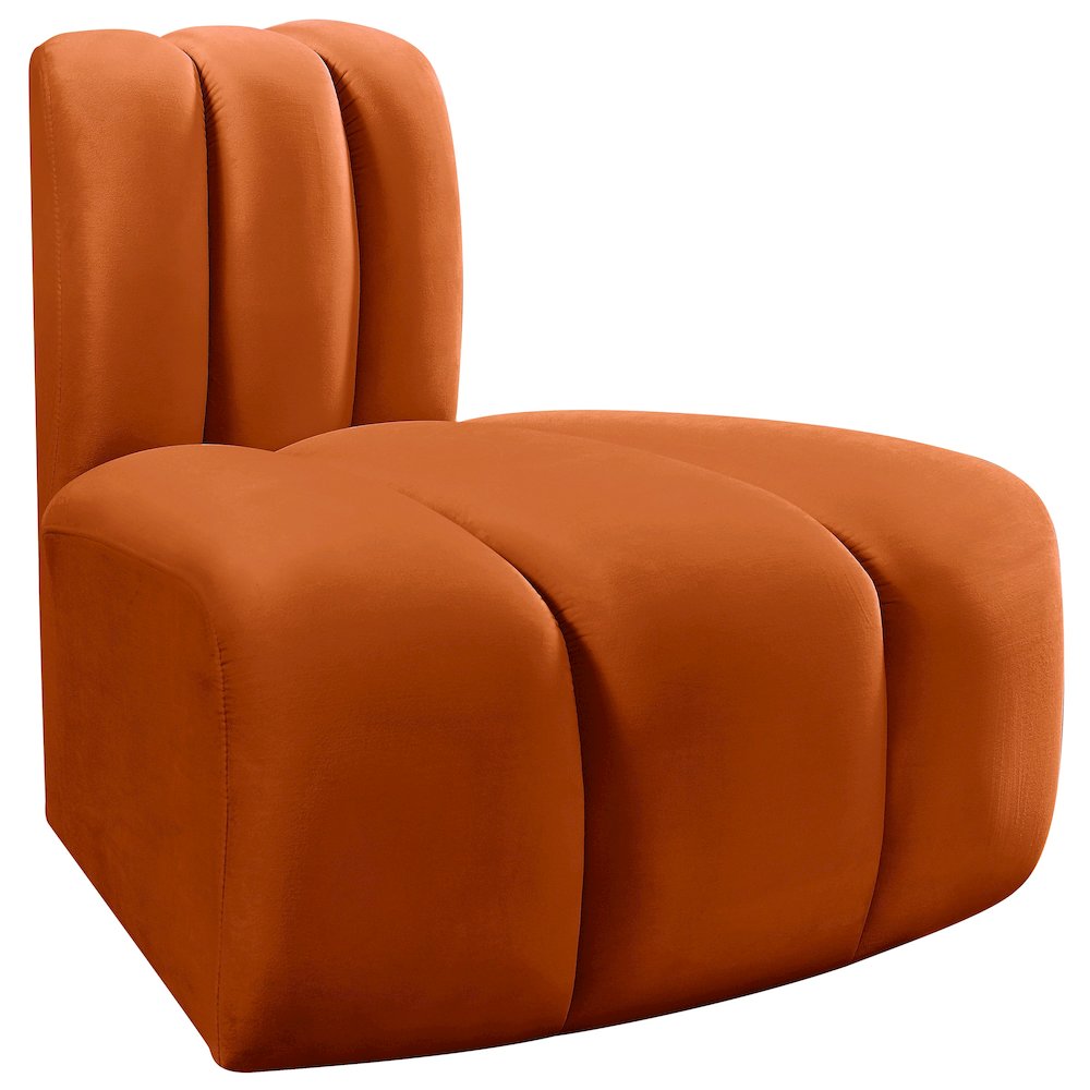 Arc Cognac Velvet Reverse Corner. Picture 5