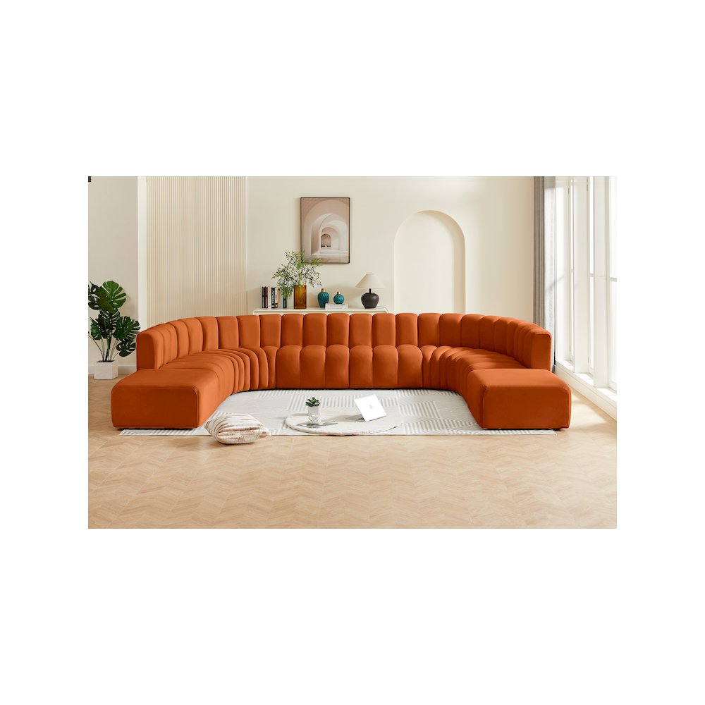 Arc Cognac Velvet Modular Sofa. Picture 2