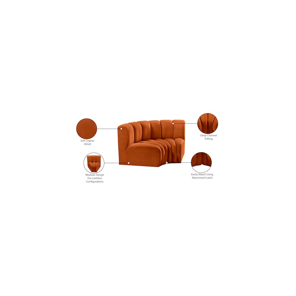 Arc Cognac Velvet Modular Sofa. Picture 9