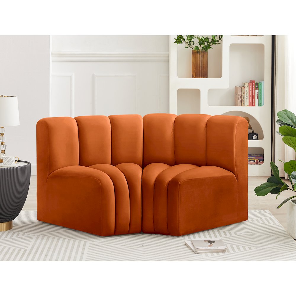 Arc Cognac Velvet Modular Sofa. Picture 2