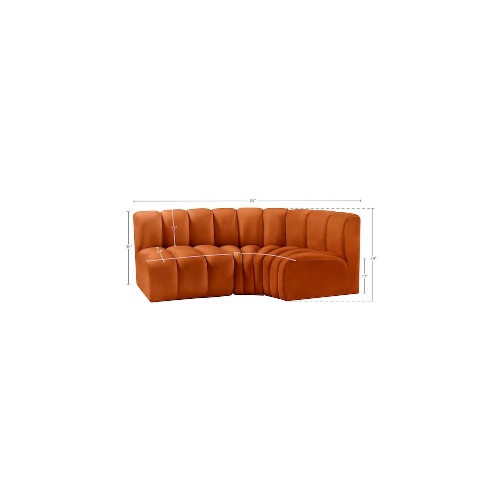 Arc Cognac Velvet Modular Sofa. Picture 9