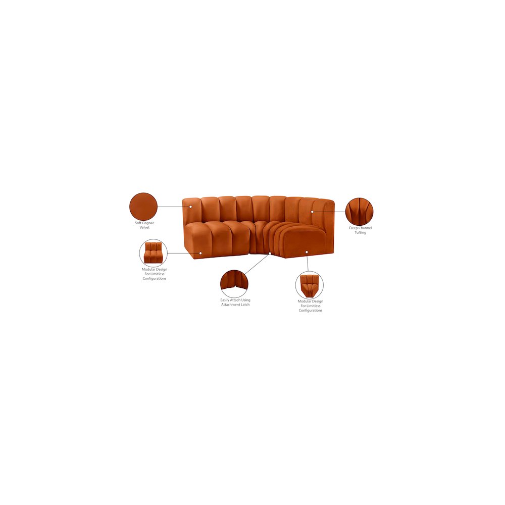 Arc Cognac Velvet Modular Sofa. Picture 10