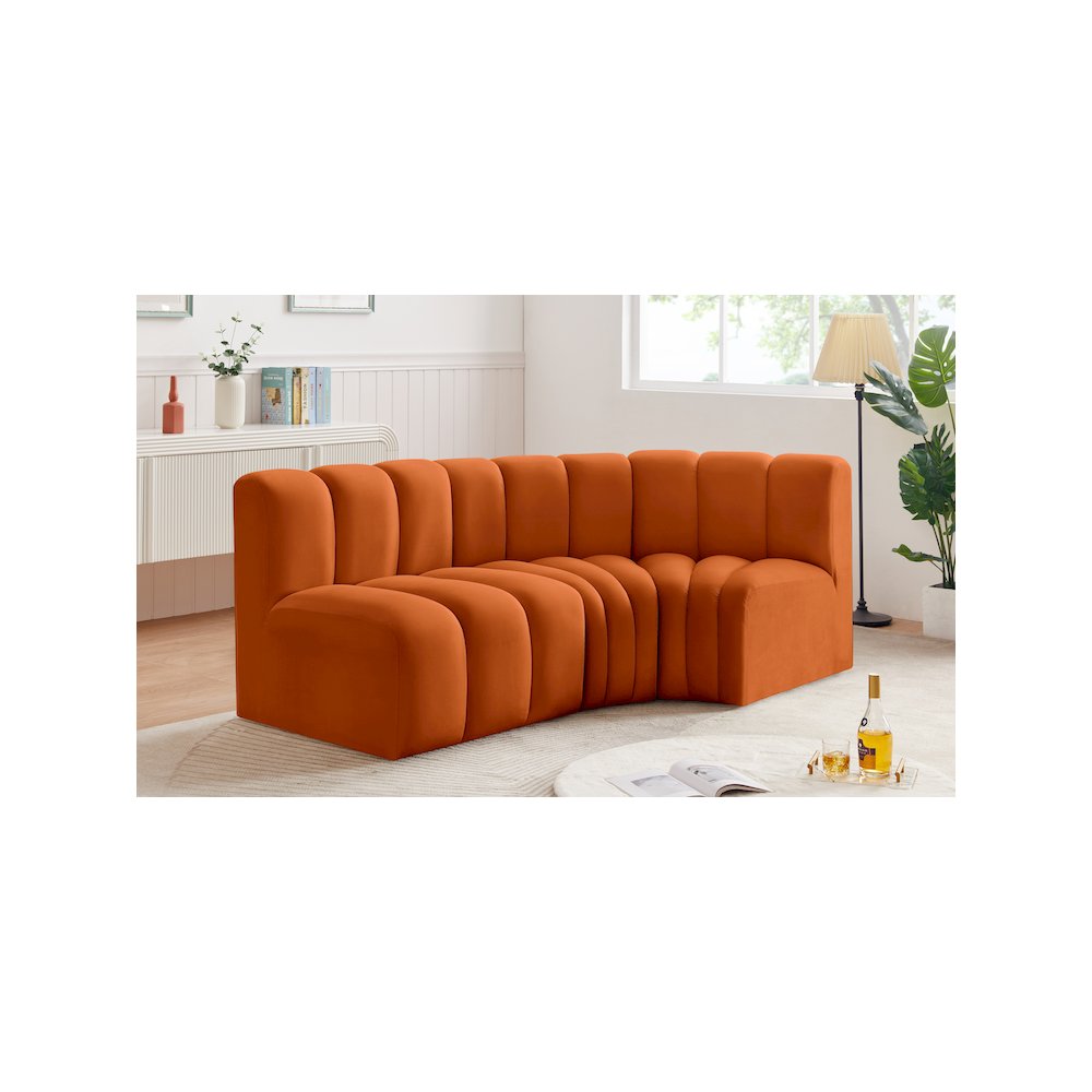Arc Cognac Velvet Modular Sofa. Picture 2