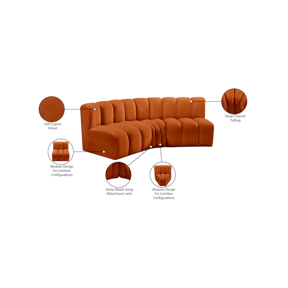 Arc Cognac Velvet Modular Sofa. Picture 10