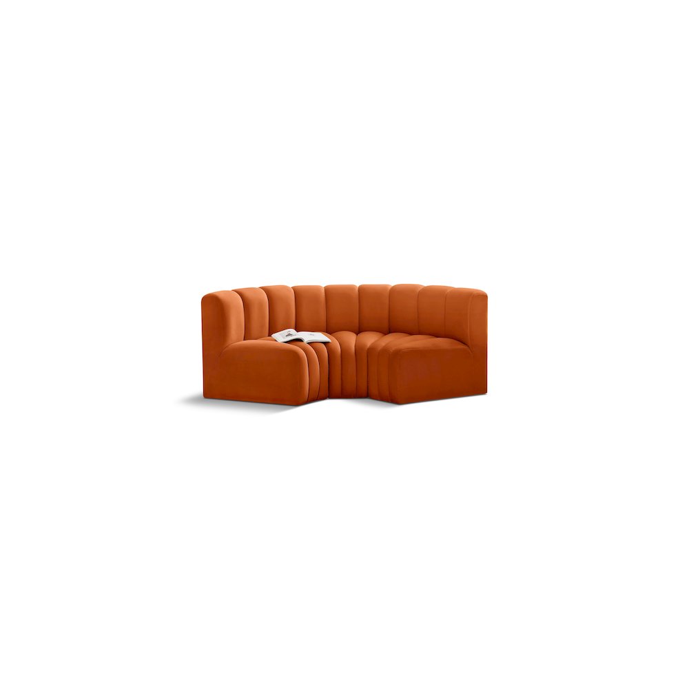 Arc Cognac Velvet Modular Sofa. Picture 1