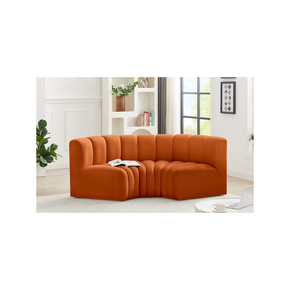 Arc Cognac Velvet Modular Sofa. Picture 2