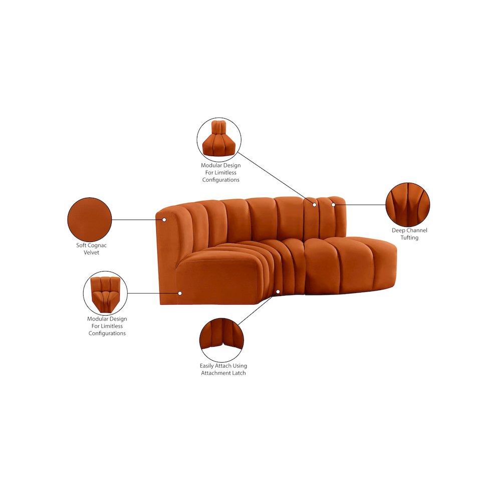 Arc Cognac Velvet Modular Sofa. Picture 10