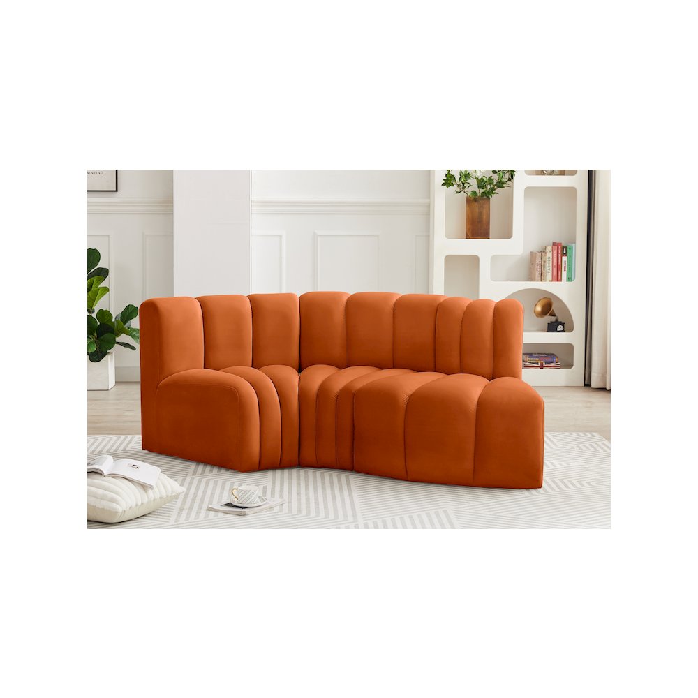 Arc Cognac Velvet Modular Sofa. Picture 2
