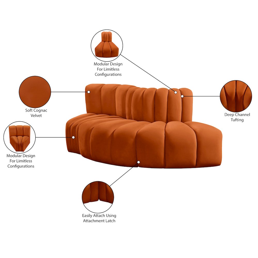 Arc Cognac Velvet Modular Sofa. Picture 9