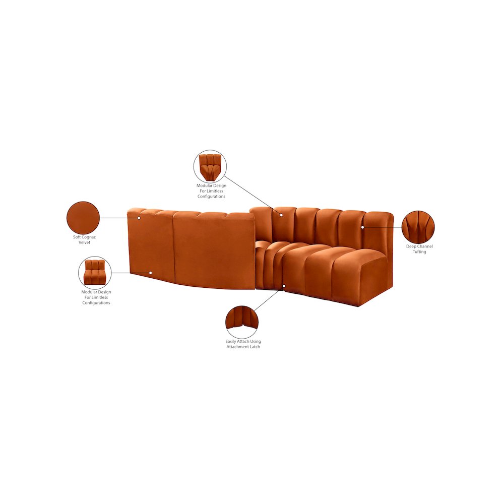 Arc Cognac Velvet Modular Sofa. Picture 9