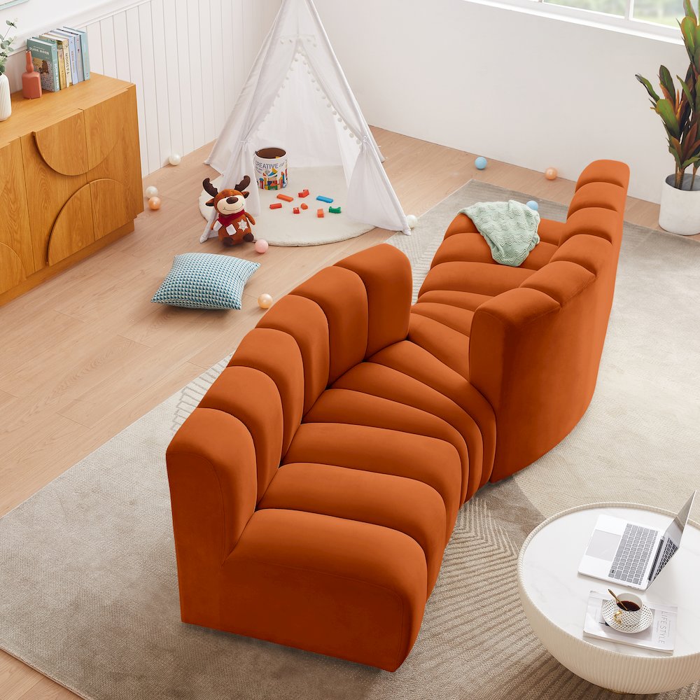 Arc Cognac Velvet Modular Sofa. Picture 2