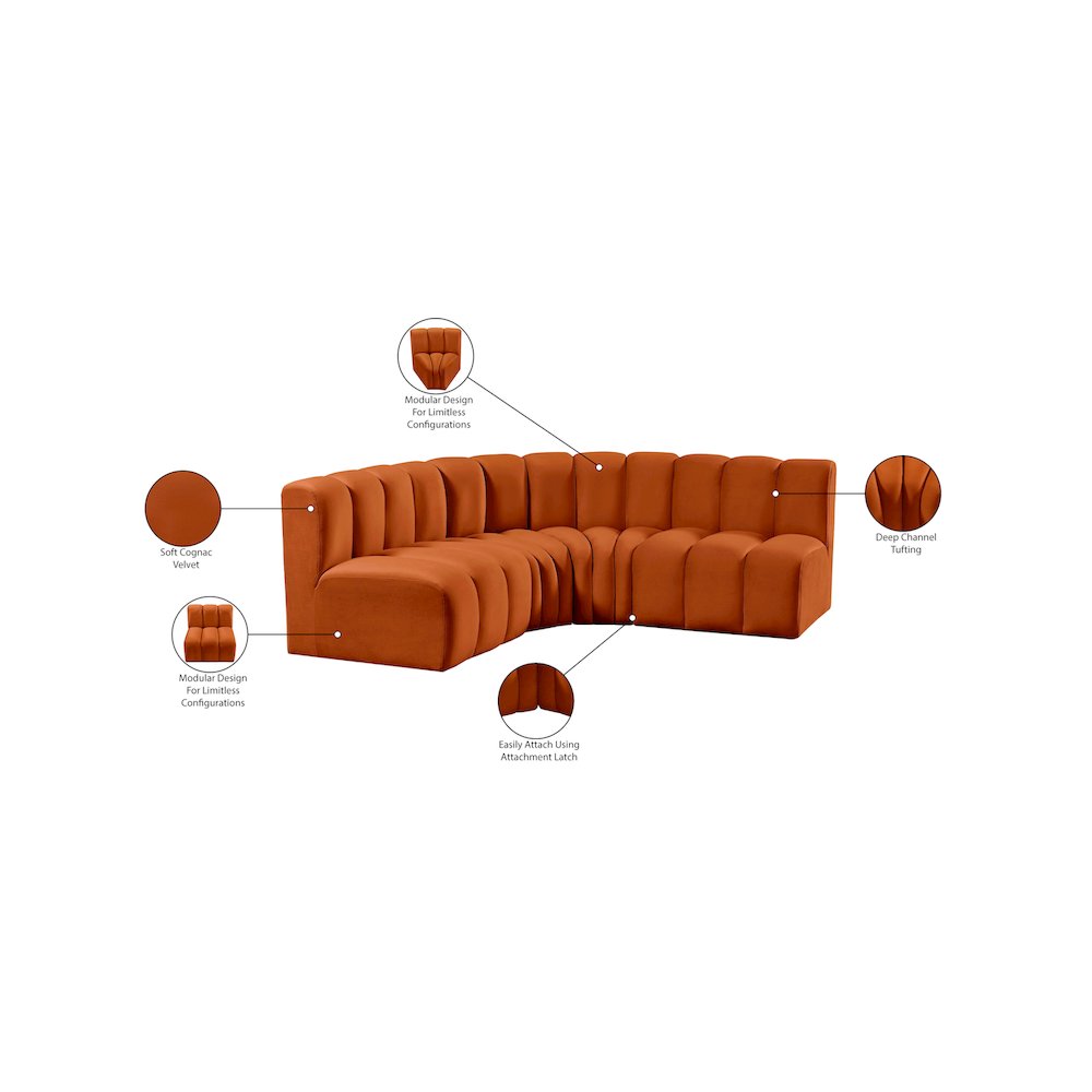 Arc Cognac Velvet Modular Sofa. Picture 11