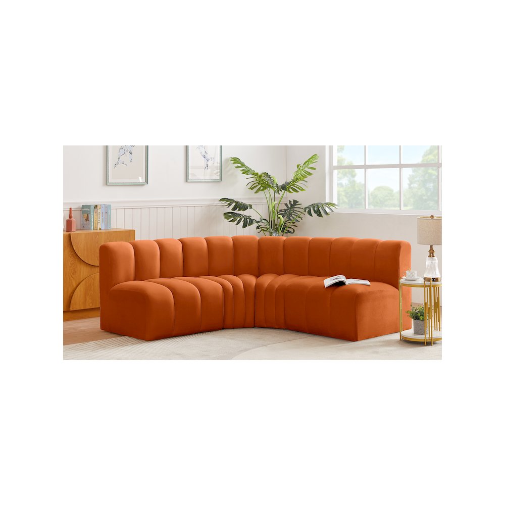 Arc Cognac Velvet Modular Sofa. Picture 2