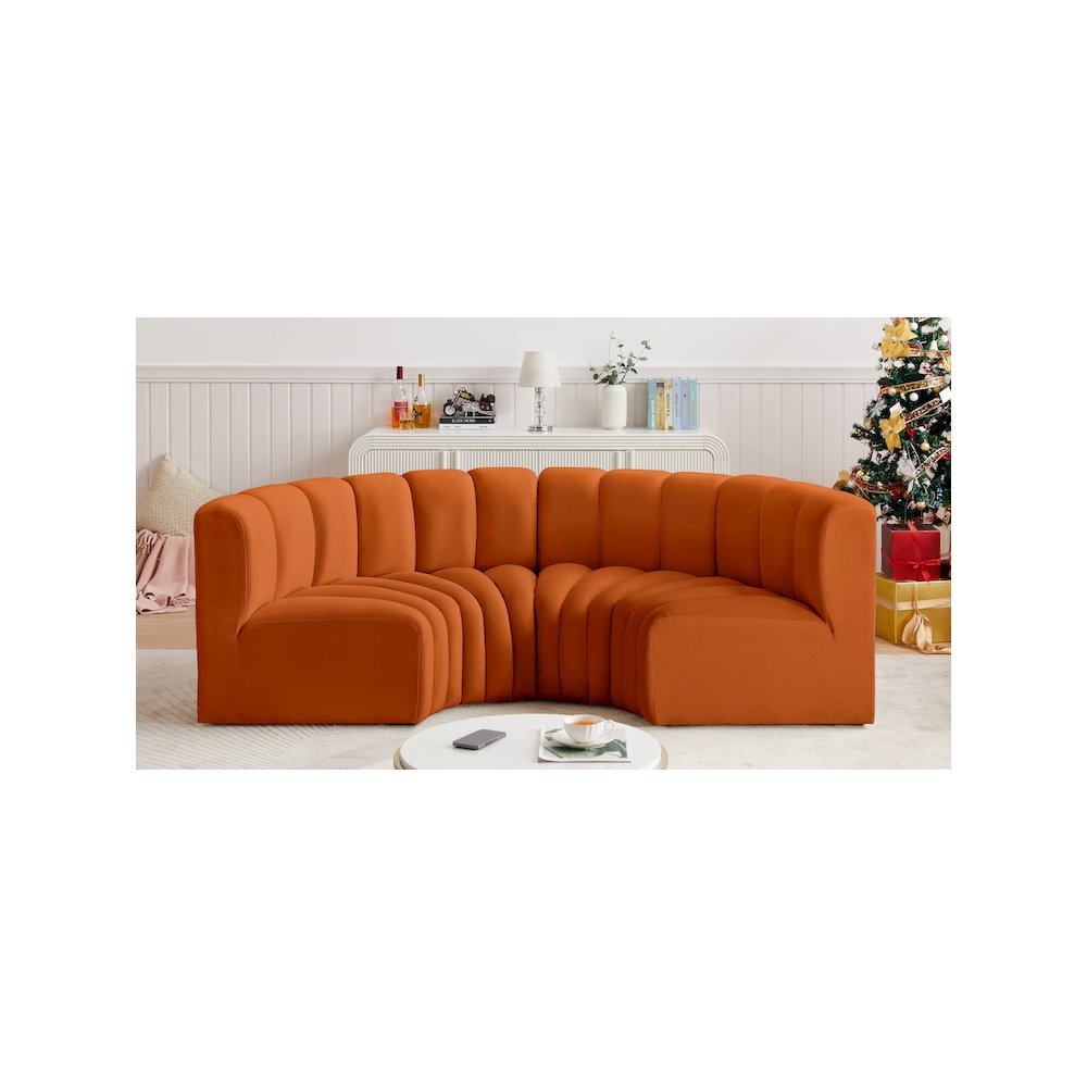 Arc Cognac Velvet Modular Sofa. Picture 2
